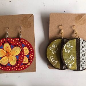 Wooden Painted Earrings - Pick 2 (check all the pics!)